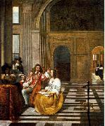 HOOCH, Pieter de Company Making Music af oil painting artist